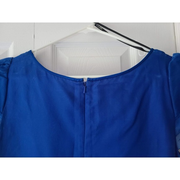 Phoebe Couture Electric Blue Silk Ruffle Dress 6 - Picture 5 of 8